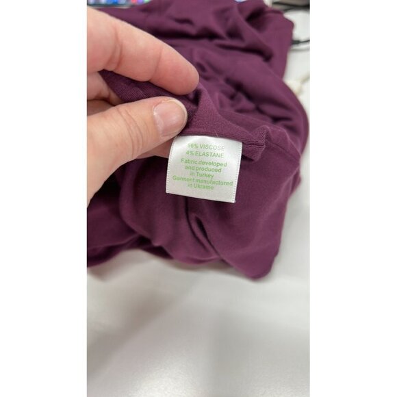 Garnet Hill Knit Jersey Dress Women's 2 Purple Sleeveless Faux Wrap Minimal Dres - Picture 6 of 6